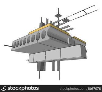 Dock yellow building, illustration, vector on white background.