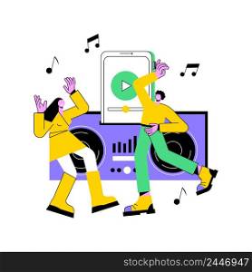 Docking station abstract concept vector illustration. Audio docking station, electronic device, play music, charging battery, connect headset, wireless speaker, home network abstract metaphor.. Docking station abstract concept vector illustration.