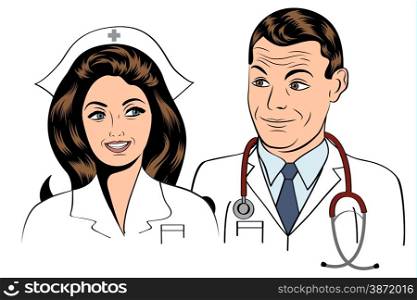 doctor and nurse, illustration in vector format