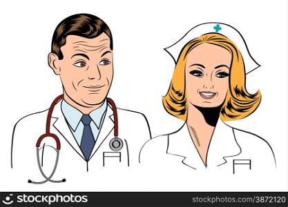 doctor and nurse, illustration in vector format