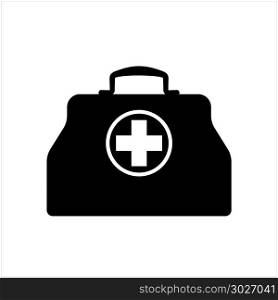 Doctor Bag Icon, First Aid Box Icon Vector Art Illustration. Doctor Bag Icon, First Aid Box Icon