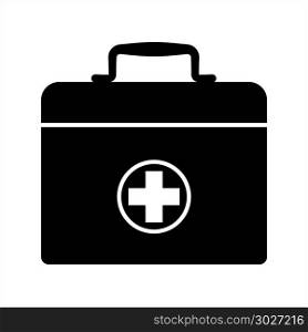 Doctor Bag Icon, First Aid Box Icon Vector Art Illustration. Doctor Bag Icon, First Aid Box Icon