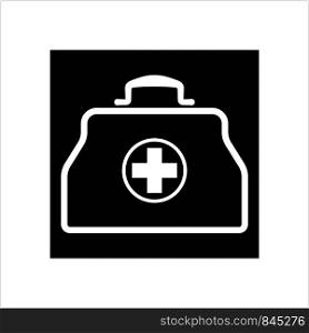 Doctor Bag Icon, First Aid Box Icon Vector Art Illustration