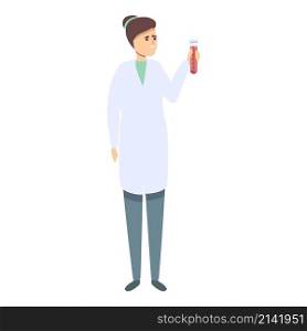 Doctor blood test tube icon cartoon vector. Medical sample. Hand analysis. Doctor blood test tube icon cartoon vector. Medical sample