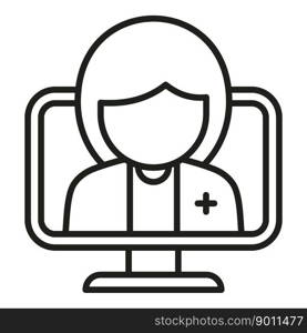 Doctor care icon outline vector. Mobile service. Screen health. Doctor care icon outline vector. Mobile service