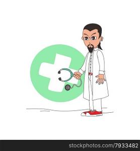 doctor cartoon character vector graphic art illustration. doctor cartoon character