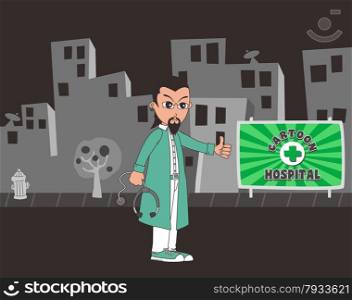 doctor cartoon character vector graphic art illustration. doctor cartoon character