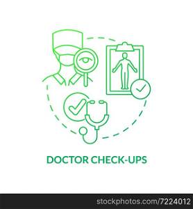 Doctor check ups green gradient concept icon. Risk of arthritis reduction abstract idea thin line illustration. Physical examination. Medical inspection. Vector isolated outline color drawing. Doctor check ups green gradient concept icon