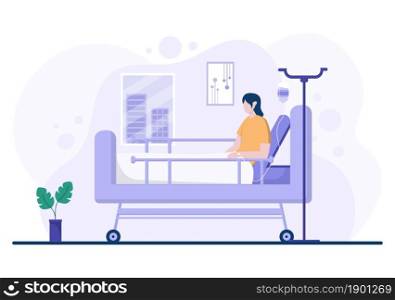 Doctor Checking a Patient in Hospital Room Background Vector Illustration. Medical Treatment With Patients For Healthcare, Consultation and Examination Health