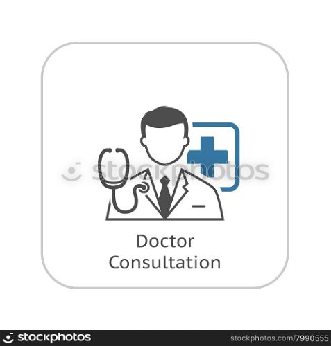 Doctor Consultation Icon. Flat Design. Isolated Illustration.. Doctor Consultation Icon. Flat Design.