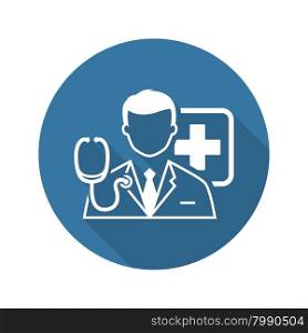 Doctor Consultation Icon with Shadow. Flat Design. Isolated.. Doctor Consultation Icon. Flat Design.