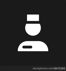Doctor dark mode glyph ui icon. Physician. Qualified professional. User interface design. White silhouette symbol on black space. Solid pictogram for web, mobile. Vector isolated illustration. Doctor dark mode glyph ui icon