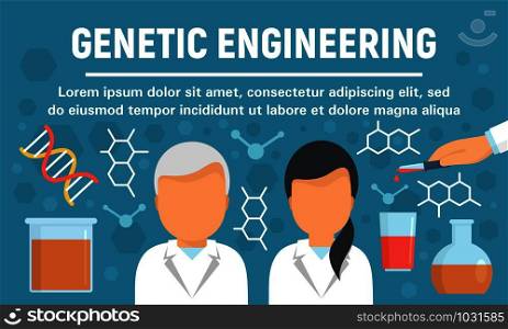 Doctor genetic engineering concept banner. Flat illustration of doctor genetic engineering vector concept banner for web design. Doctor genetic engineering concept banner, flat style