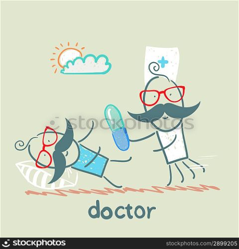 Doctor giving a pill