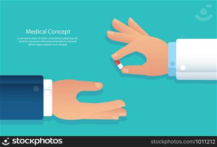 doctor giving pills to patient vector illustration eps10