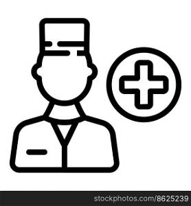 Doctor help icon outline vector. Medical hospital. Clinic care. Doctor help icon outline vector. Medical hospital
