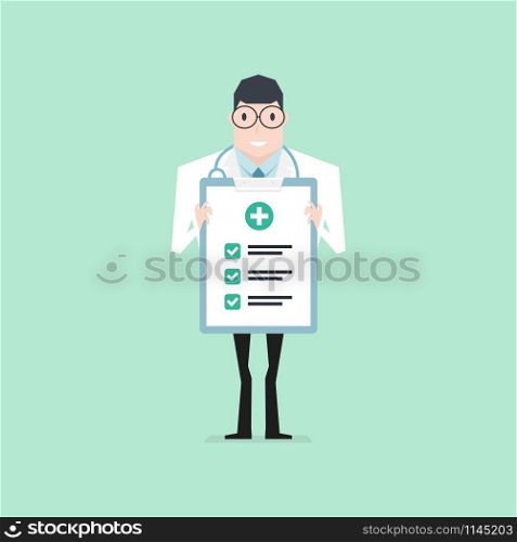 Doctor holding a clipboard check up paper. Health check up.