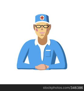 Doctor icon in cartoon style on a white background. Doctor icon, cartoon style