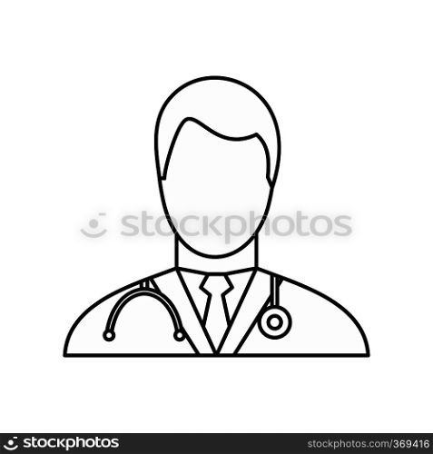 Doctor icon in outline style isolated on white background. Job symbol vector illustration. Doctor icon, outline style
