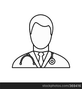 Doctor icon in outline style isolated on white background. Job symbol vector illustration. Doctor icon, outline style