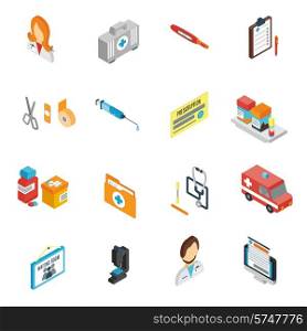 Doctor icon isometric set with pharmacy medical staff physician symbols isolated vector illustration