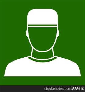 Doctor icon white isolated on green background. Vector illustration. Doctor icon green