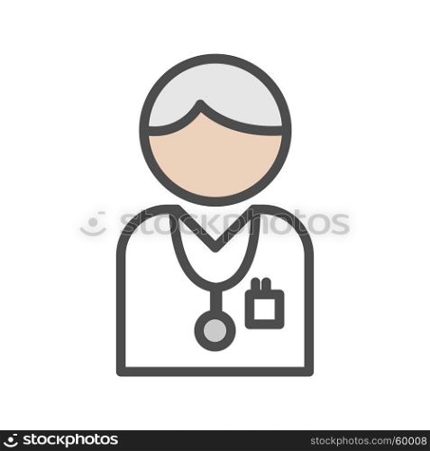 Doctor icon with grey hair on white background