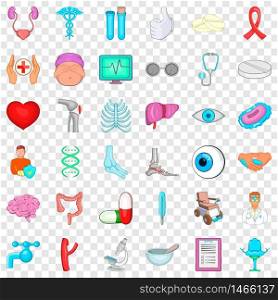 Doctor icons set. Cartoon style of 36 doctor vector icons for web for any design. Doctor icons set, cartoon style