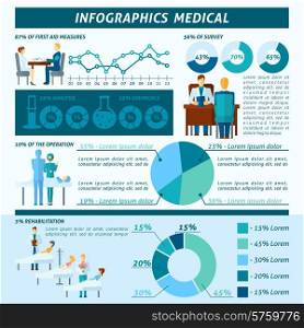 Doctor in hospital and clinic infographic set with medical symbols and charts vector illustration. Doctor Infographic Set