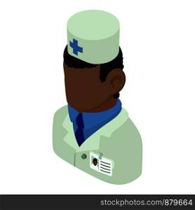 Doctor man african american icon. Isometric illustration of doctor man african american vector icon for web. Doctor man african american icon, isometric 3d style