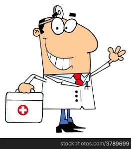 Doctor Man Carrying His First Aid Bag