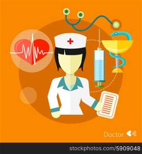 Doctor, nurse, hospital doctor, nurse jobs. Concept icons set in flat design