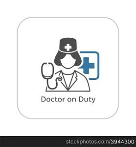 Doctor on Duty Icon. Flat Design.. Doctor on Duty Icon. Flat Design Isolated Illustration.