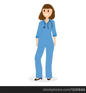 Doctor pediatrician in hospital, flat design vector illustration. Doctor pediatrician in hospital, flat design