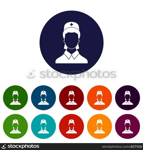 Doctor set icons in different colors isolated on white background. Doctor set icons