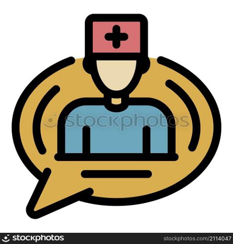Doctor speech icon. Outline doctor speech vector icon color flat isolated. Doctor speech icon color outline vector