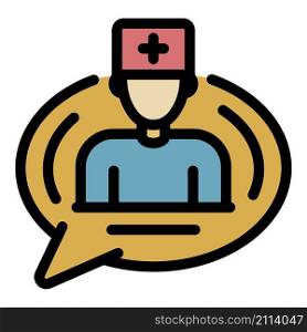 Doctor speech icon. Outline doctor speech vector icon color flat isolated. Doctor speech icon color outline vector