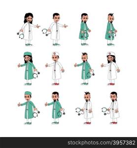 doctor surgeon cartoon set. doctor surgeon cartoon set vector art illustration