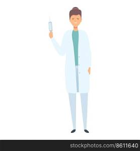 Doctor syringe icon cartoon vector. Nurse care. Medicine help. Doctor syringe icon cartoon vector. Nurse care