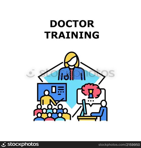Doctor trainig medical education. student lecture. medicine seminar. healtcare hospital conference vector concept color illustration. Doctor trainig icon vector illustration