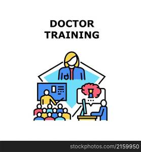 Doctor trainig medical education. student lecture. medicine seminar. healtcare hospital conference vector concept color illustration. Doctor trainig icon vector illustration