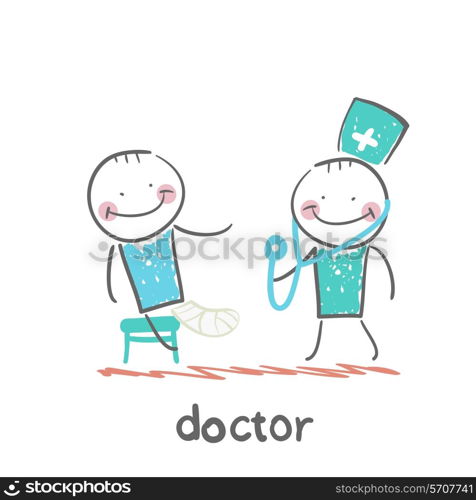 Doctor with a sick, broken leg