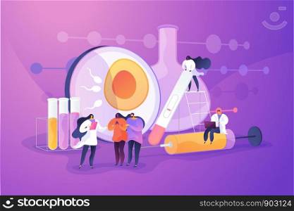 Doctor working on infertility treatment for couple. Negative pregnancy test. Infertility, female infertility causes, sterility medical treatment concept. Vector isolated concept creative illustration. Infertility concept vector illustration