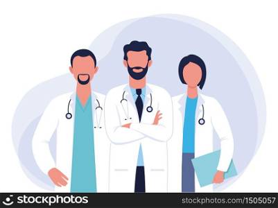 Doctors and nurses cartoon characters medical hospital team fighting the coronavirus illustration