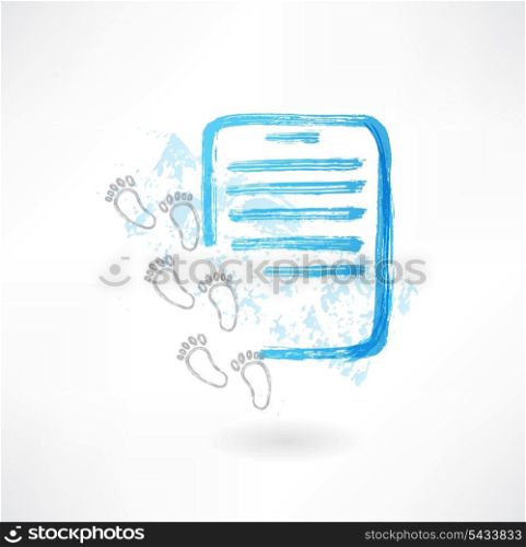 document and footprints grunge icon