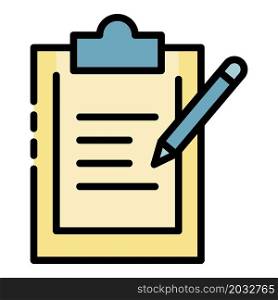 Document and pencil icon. Outline document and pencil vector icon color flat isolated. Document and pencil icon color outline vector