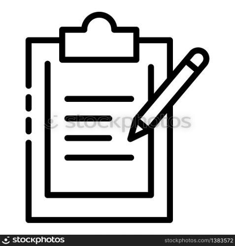 Document and pencil icon. Outline document and pencil vector icon for web design isolated on white background. Document and pencil icon, outline style