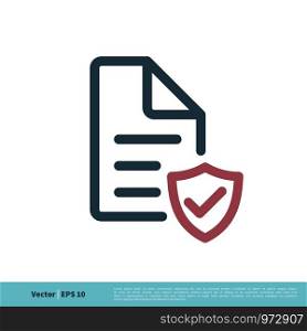 Document and Shield Check Mark Icon Vector Logo Template Illustration Design. Vector EPS 10.