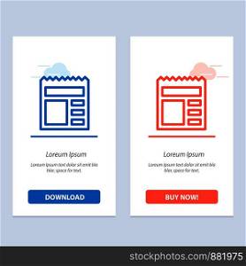Document, Basic, Ui, Bank Blue and Red Download and Buy Now web Widget Card Template