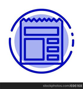 Document, Basic, Ui, Bank Blue Dotted Line Line Icon